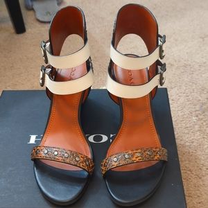 COACH white /snakeskin leather wedge size 9.5